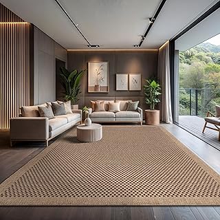 CAMILSON Easy Jute Rug 10x14, Indoor Outdoor Natural Color Fiber Area Rugs for Living Room Patio and Kitchen Rug, Sisal Boho Woven Design, Easy-Cleaning, Washable Outside Carpet Alfombras (10 x 14)