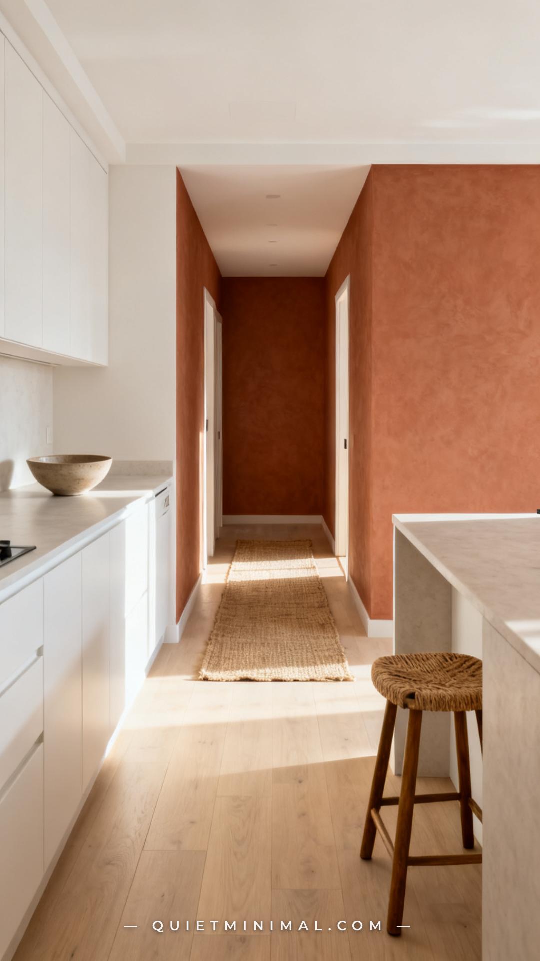 An establishing shot of a kitchen from the entrance