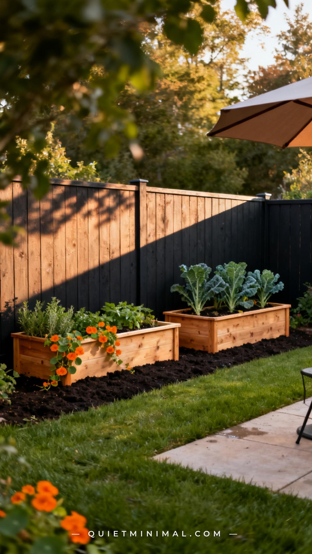 A wide establishing shot captures the back fence line of a suburban backyard