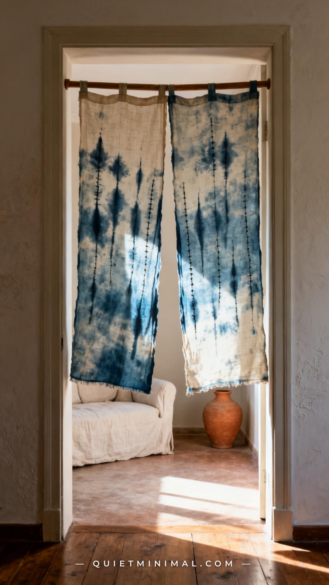 A vertical establishing shot of a wide doorway or open passageway between two rooms
