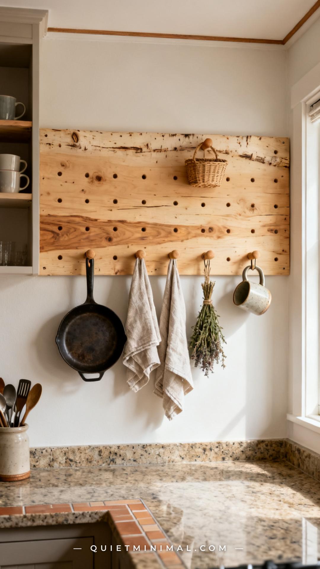 A vertical photograph captures a wide shot of a dedicated kitchen counter coffee station in an artisan home