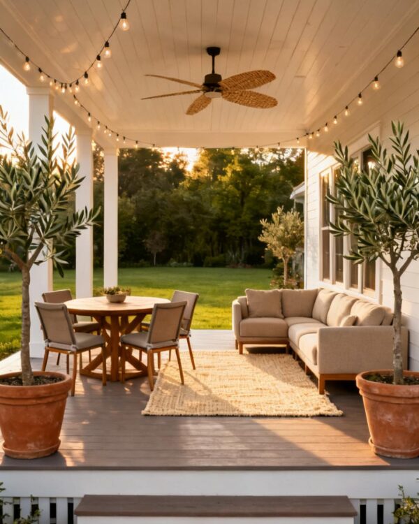 15 Back Porch Furniture Ideas for a Shaded Covered Seating and Dining Combo That Actually Works