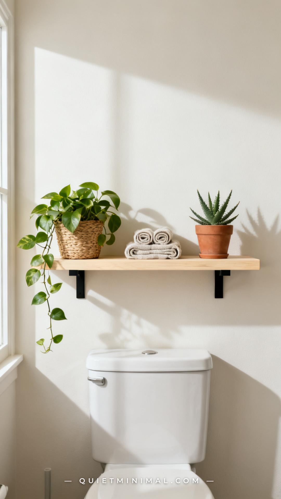 A wide vertical photograph captures the full wall above a toilet