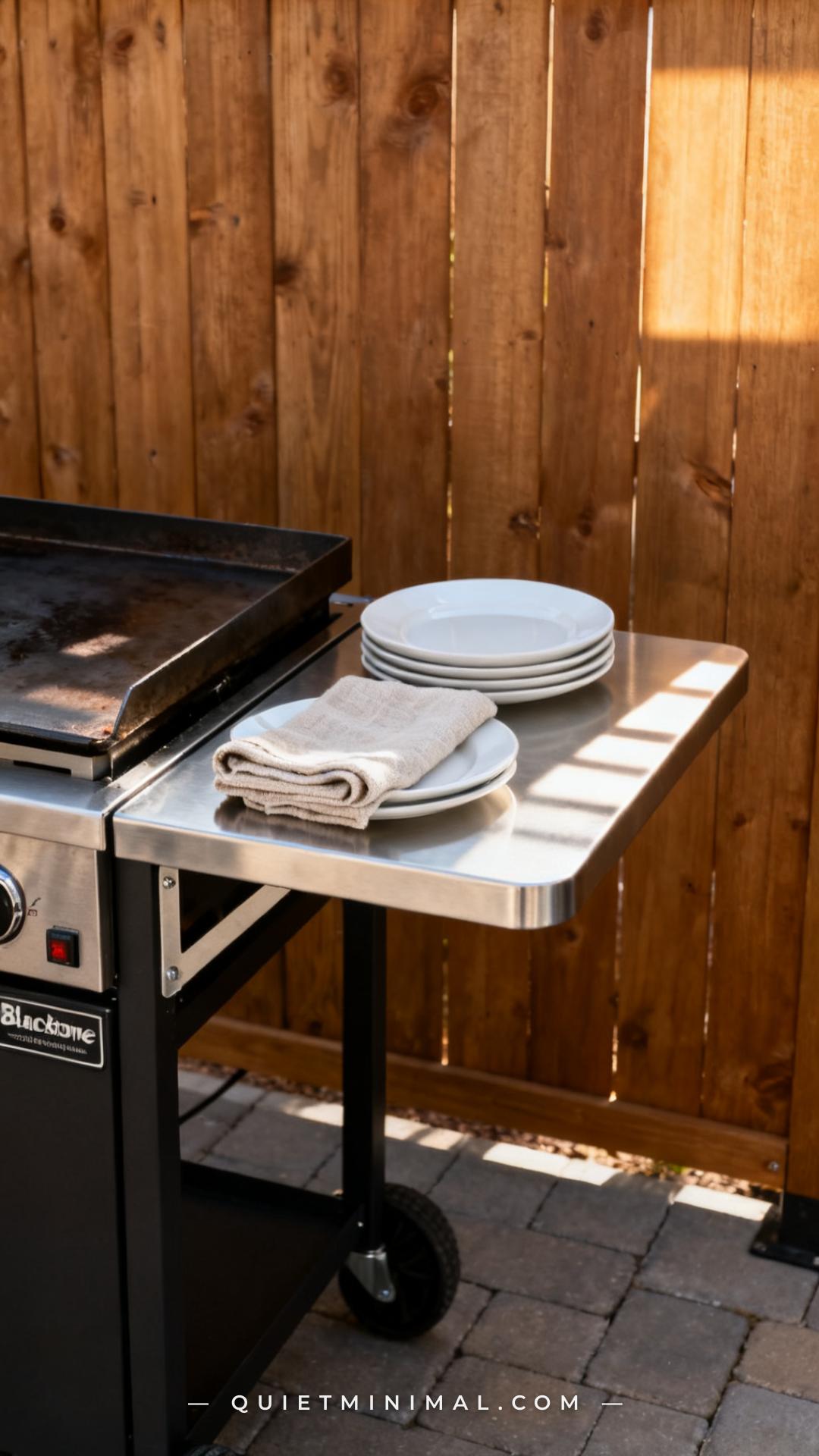 A wide vertical photograph of the right side of a Blackstone griddle cart