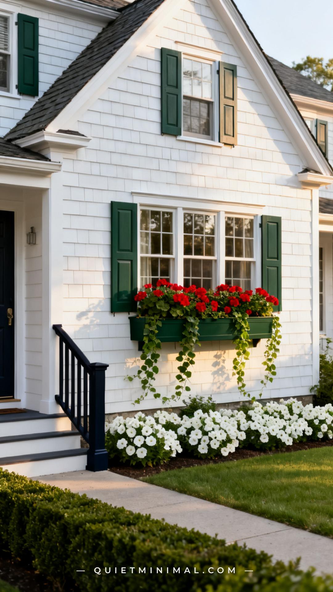 A medium-wide photograph captures the full face of a Cape Cod-style home's facade