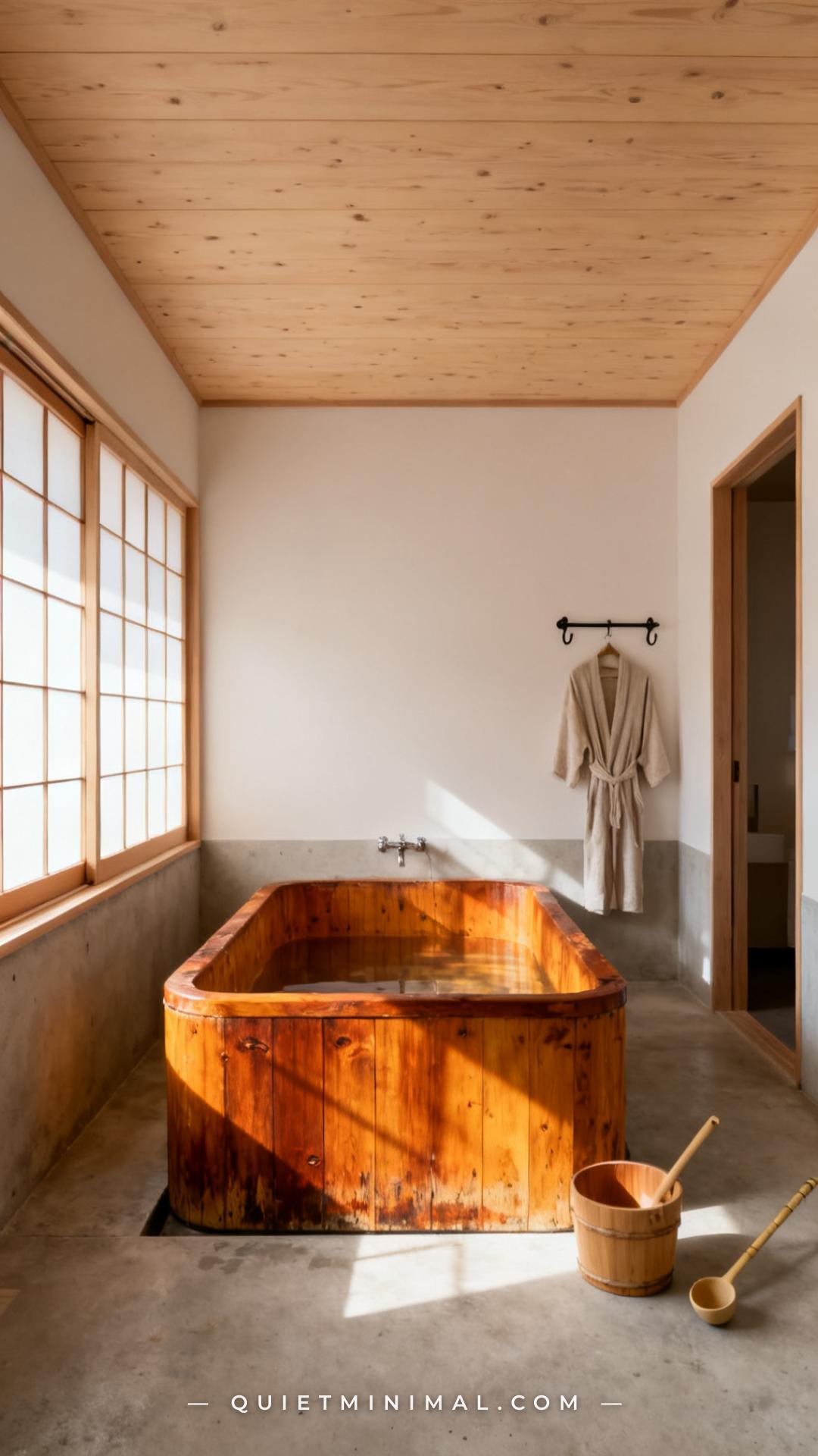 12 Japanese Traditional Bathroom Ideas Using Hinoki, Stone, and Iron ...