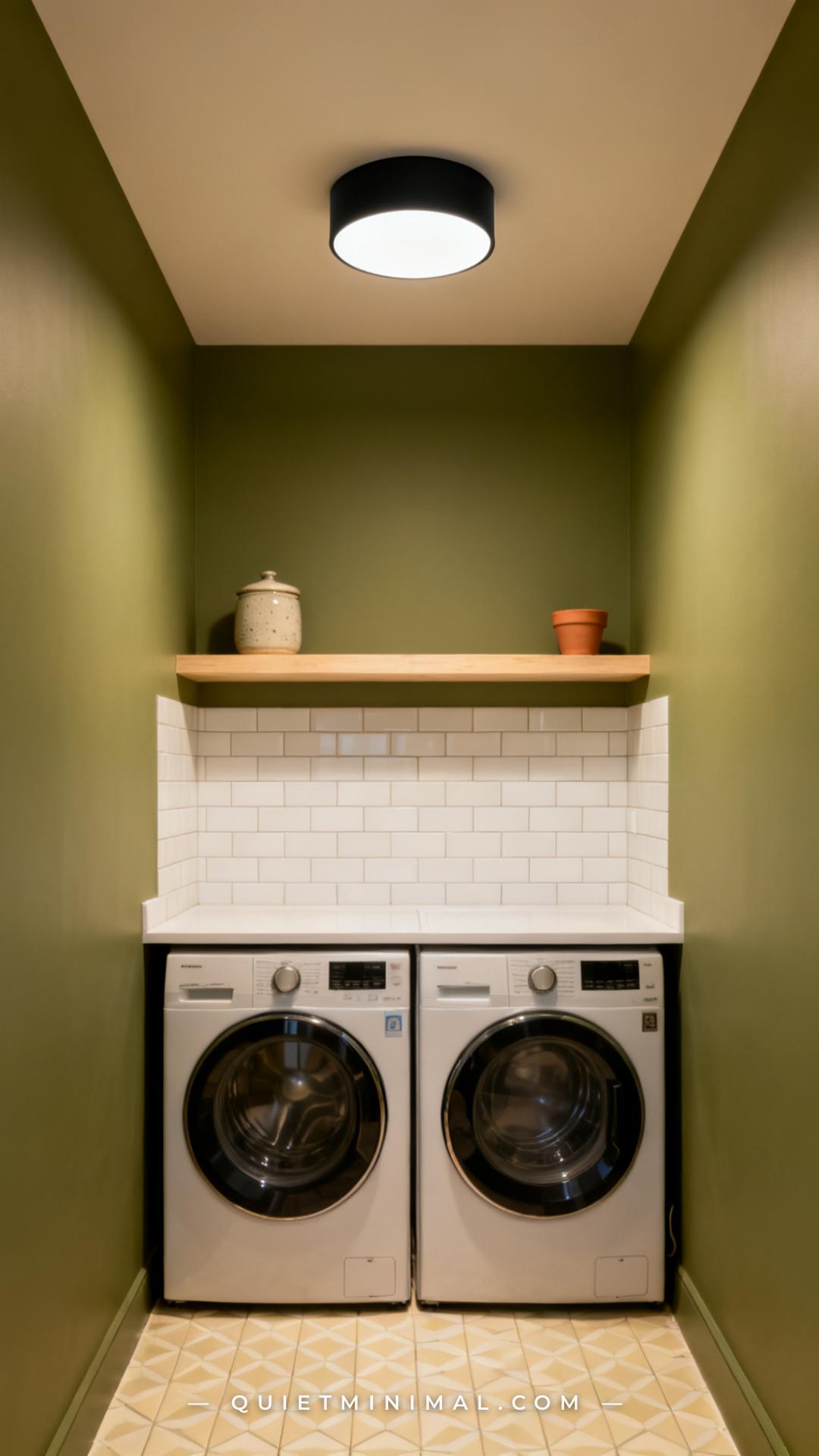 A wide vertical photograph of a laundry room ceiling area