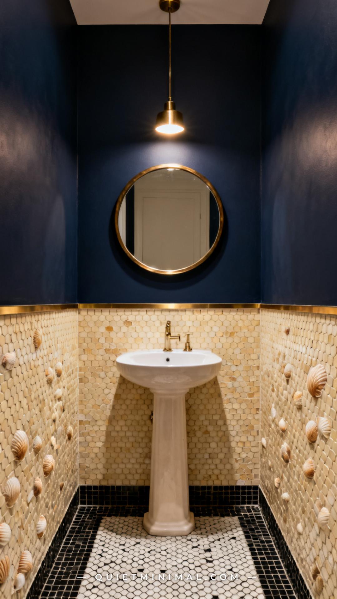 A wide vertical photograph captures the full interior of a small powder room