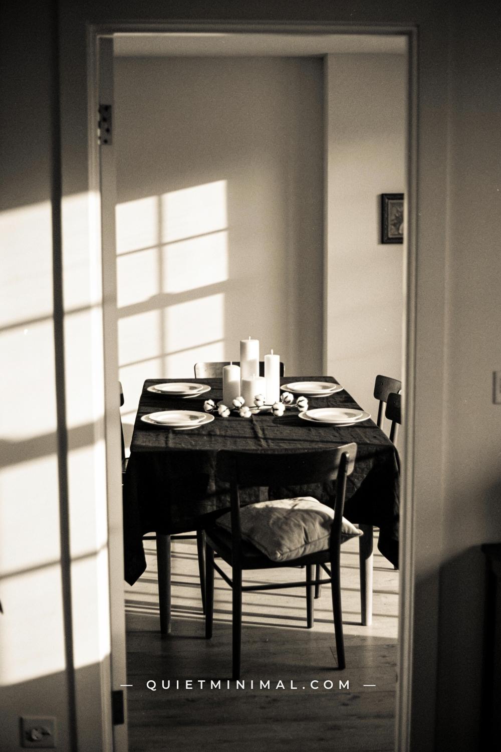 A wide establishing shot from across the dining room