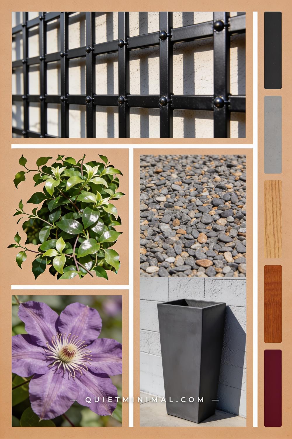 A Color Palette Board for Tall Planter Privacy Wall Ideas on the Deck