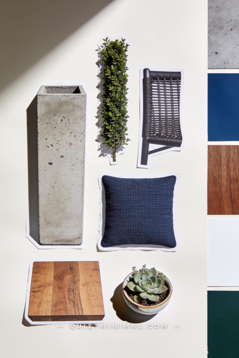 Mood Board for a Warm Minimal Tall Planter Privacy Wall on the Deck
