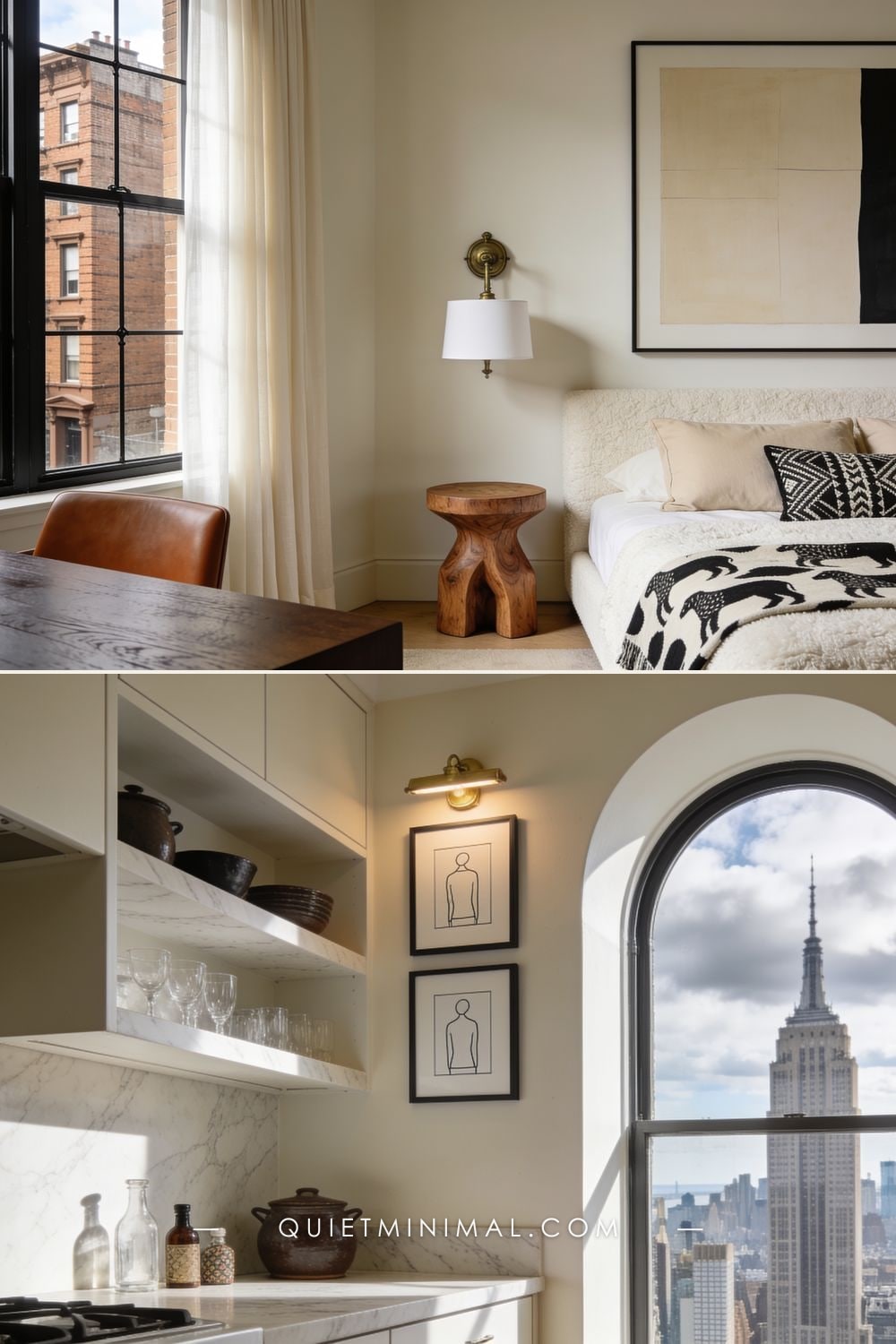 Cream and Linen Rooms — small New York apartment interior