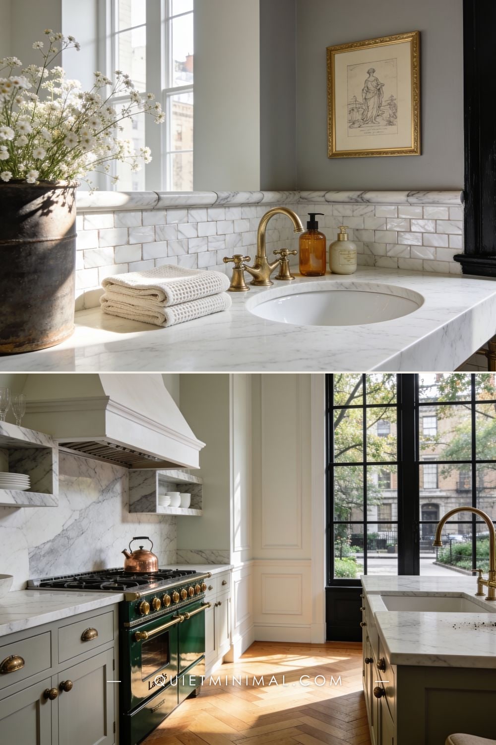 Marble, Metal, Patina — small New York apartment interior