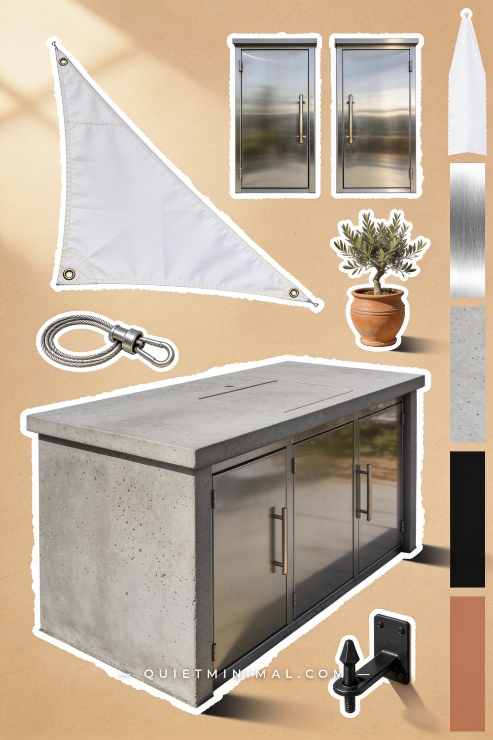 Material Palette for Outdoor Grill Station Ideas With Weatherproof Storage