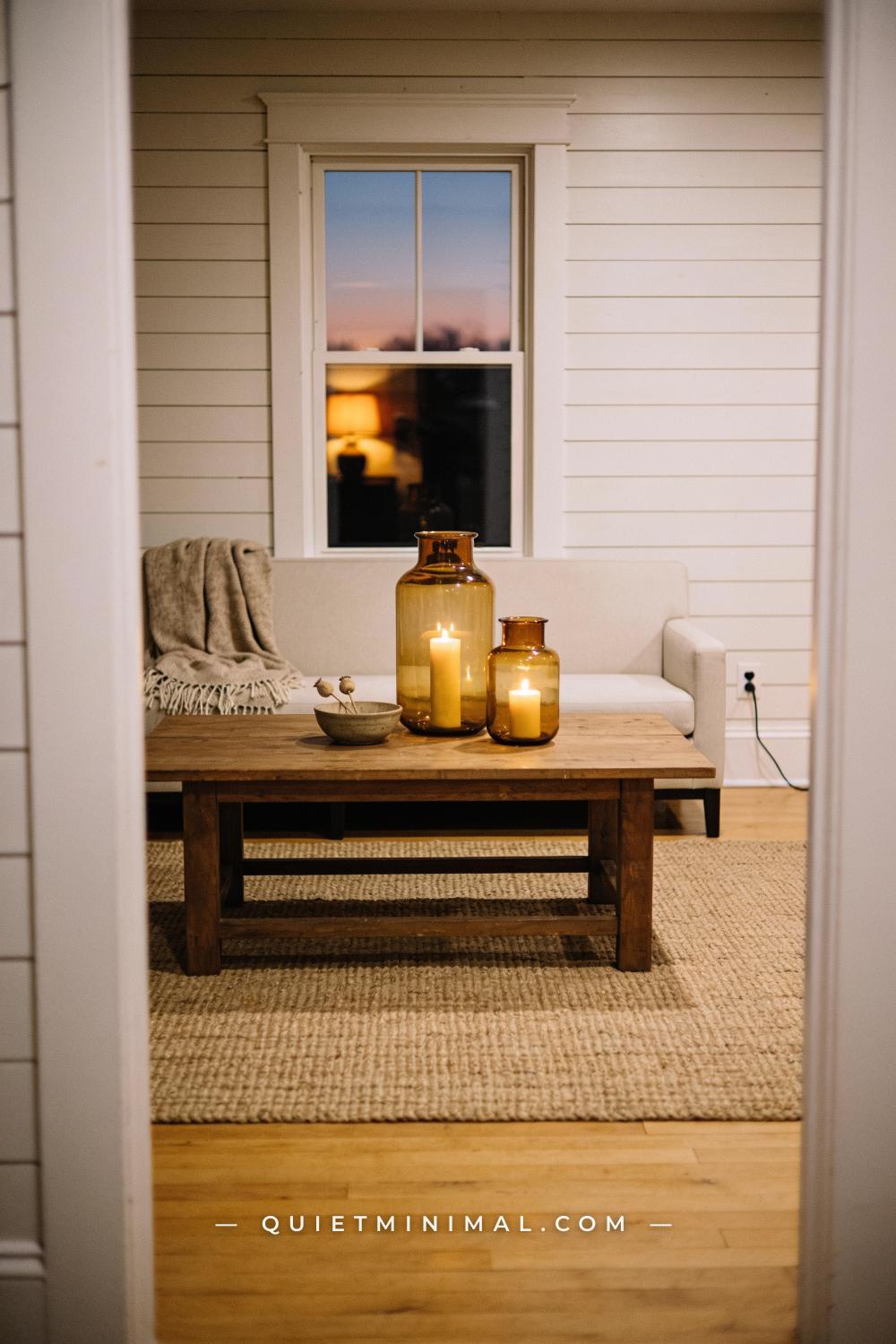 A wide establishing shot from the doorway of the living room