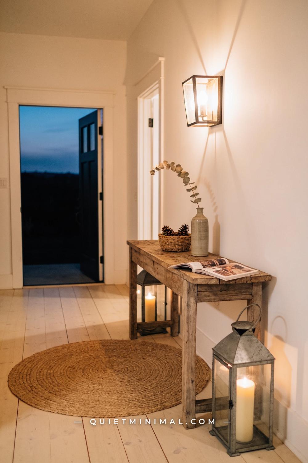 A wide establishing shot from across the entryway hallway