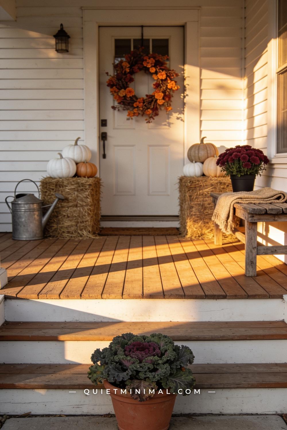 A wide establishing shot from the end of the front walk