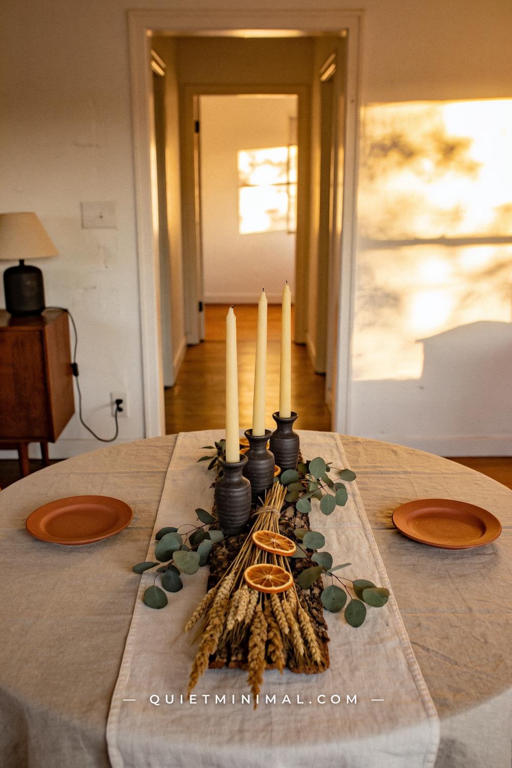 A wide establishing shot taken from the doorway of the dining room