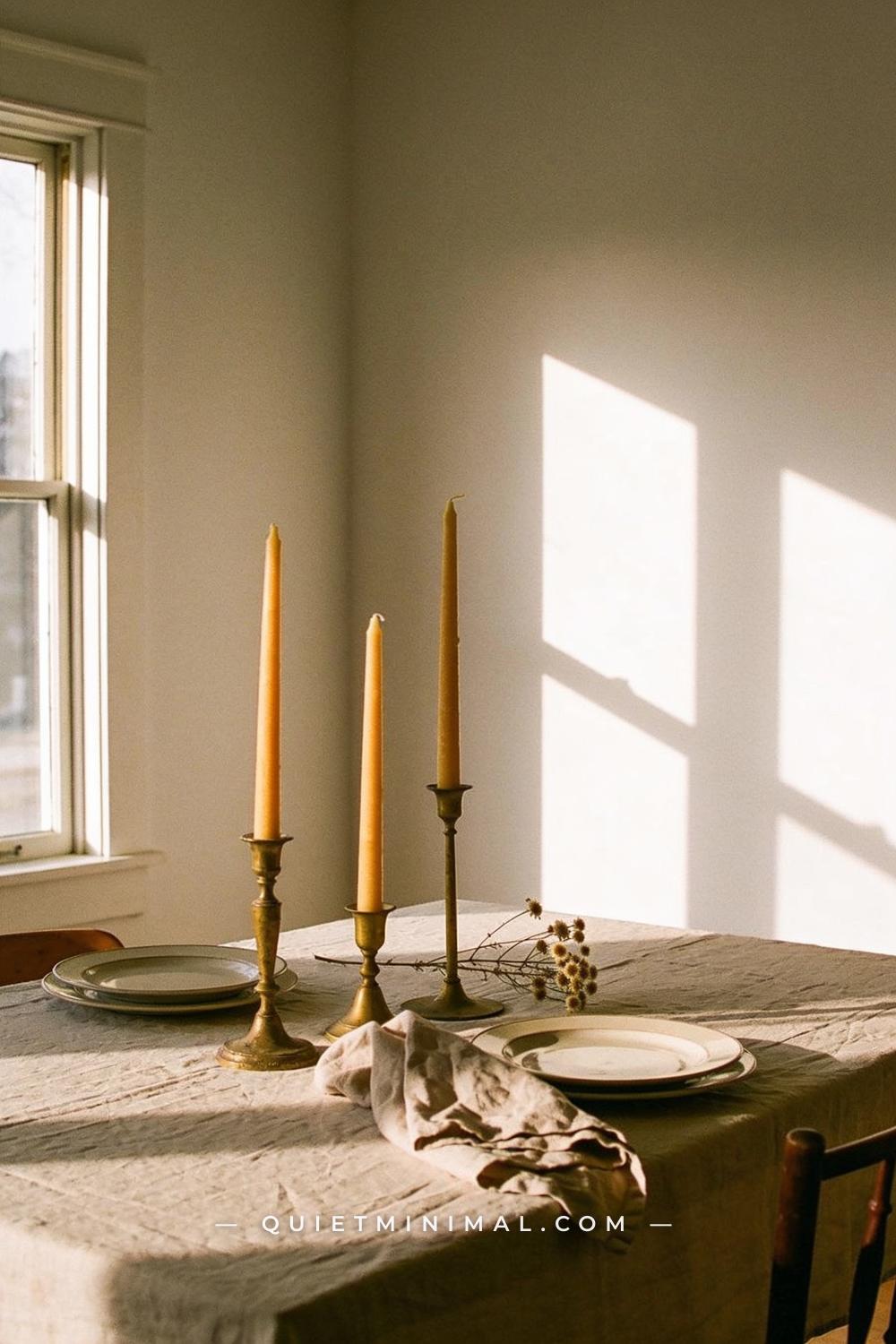 A wide establishing shot taken from a corner of the dining room