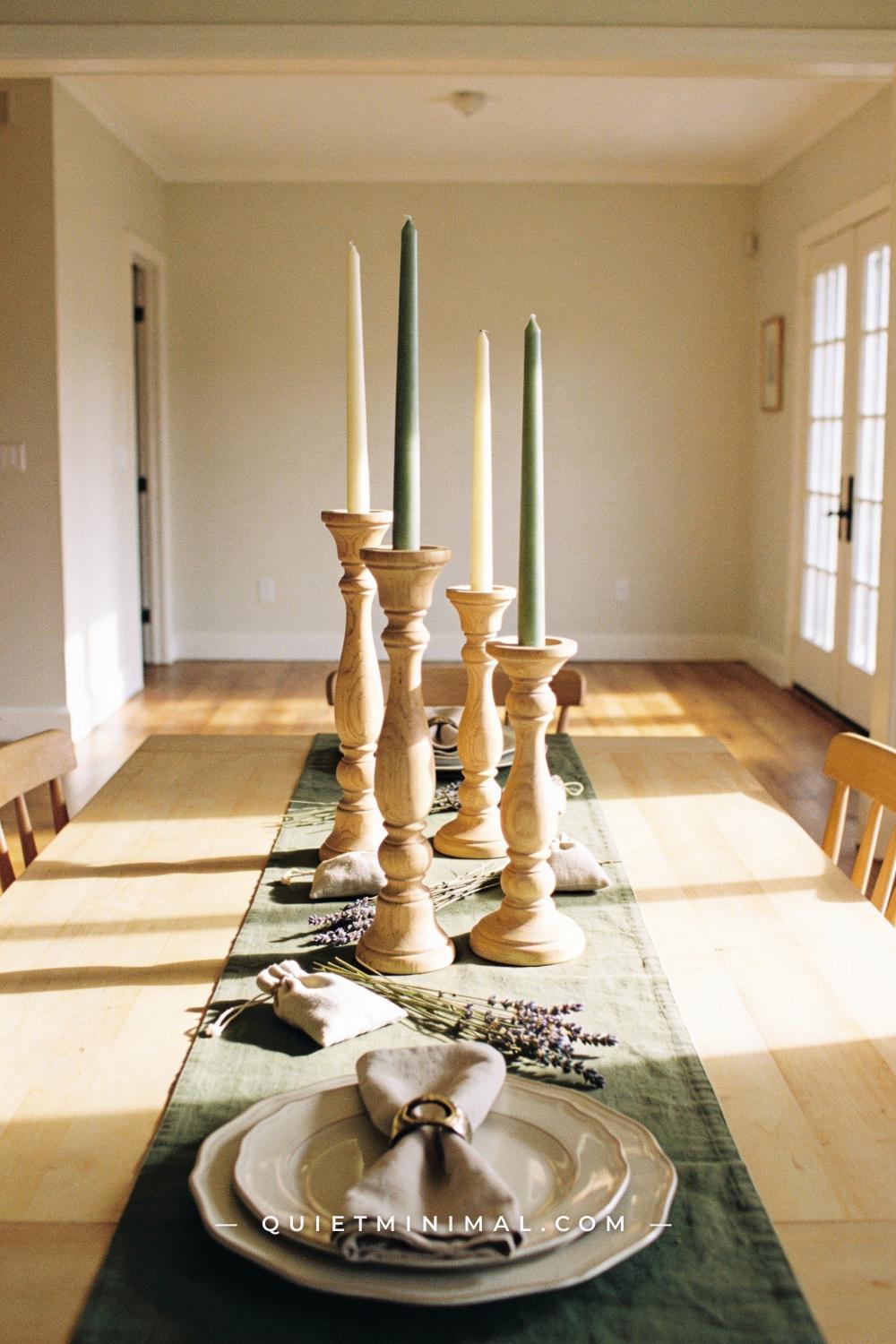 A wide establishing shot from the far end of the dining room
