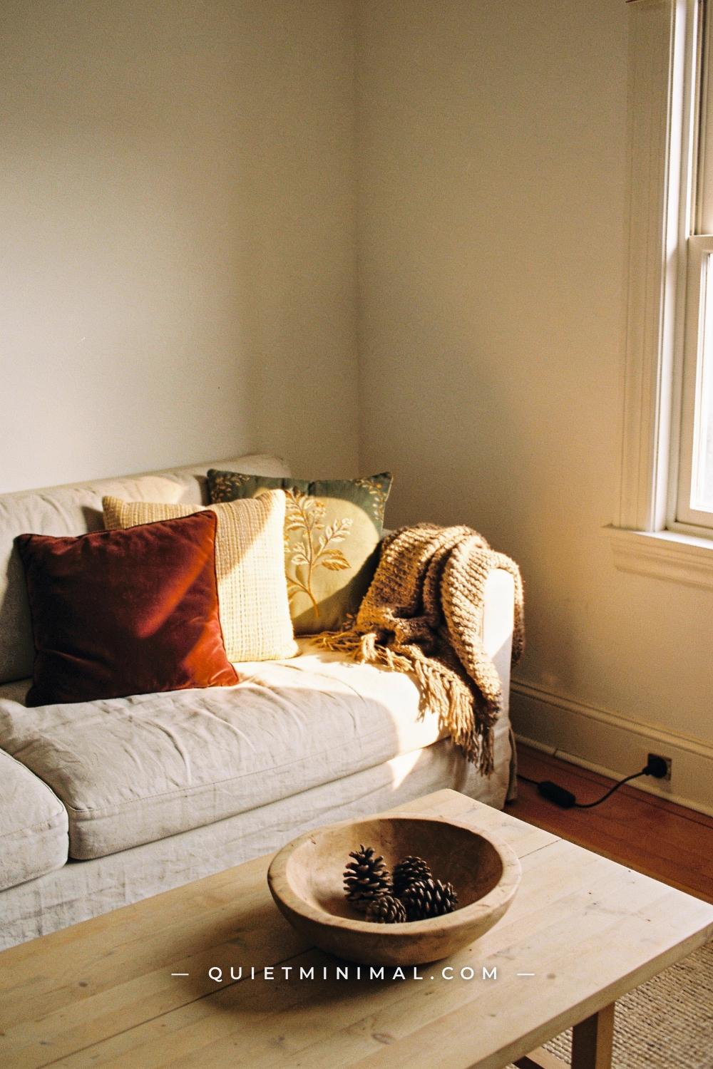 A wide establishing shot taken from across a living room