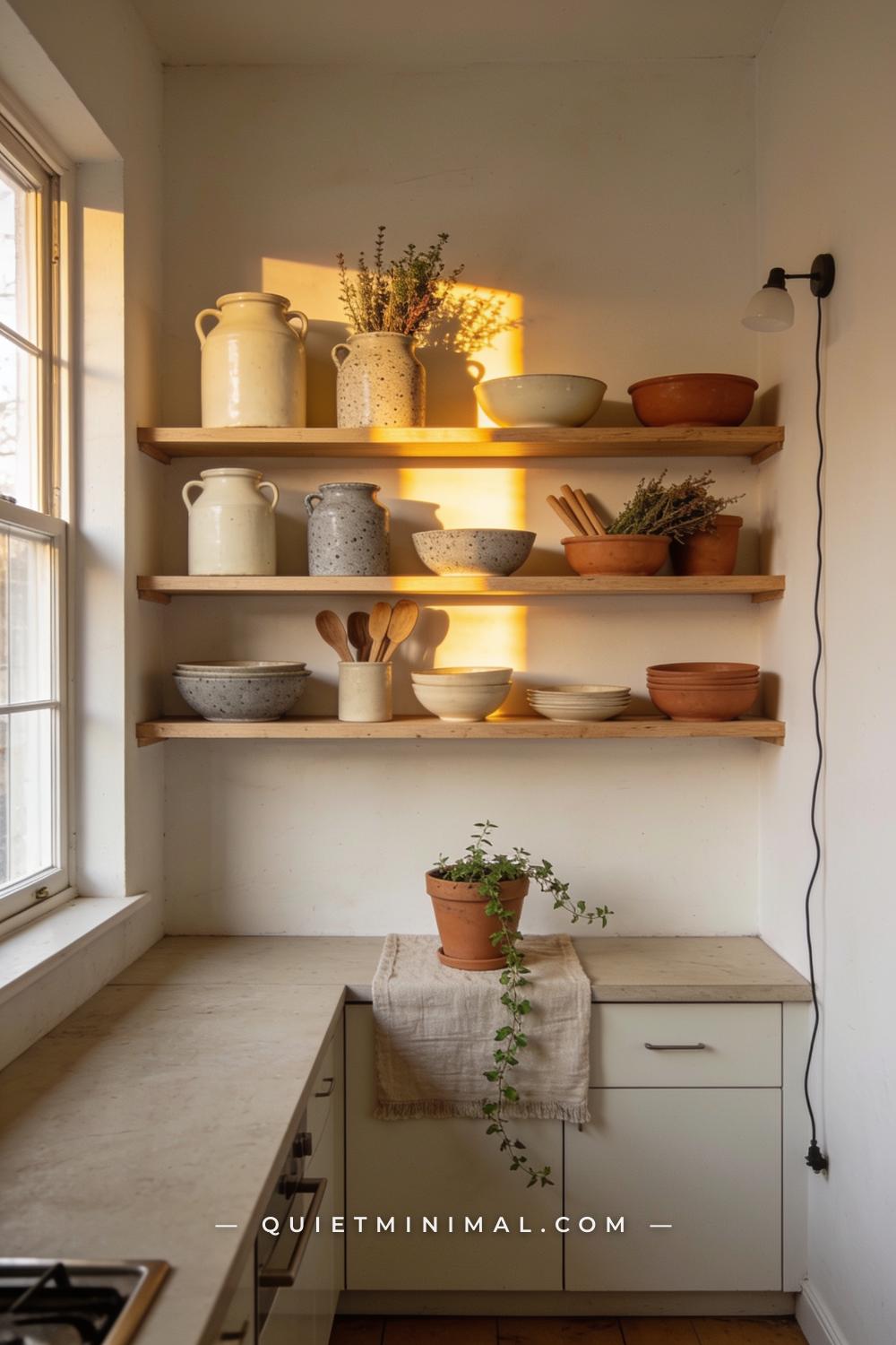 A wide establishing shot taken from across a kitchen