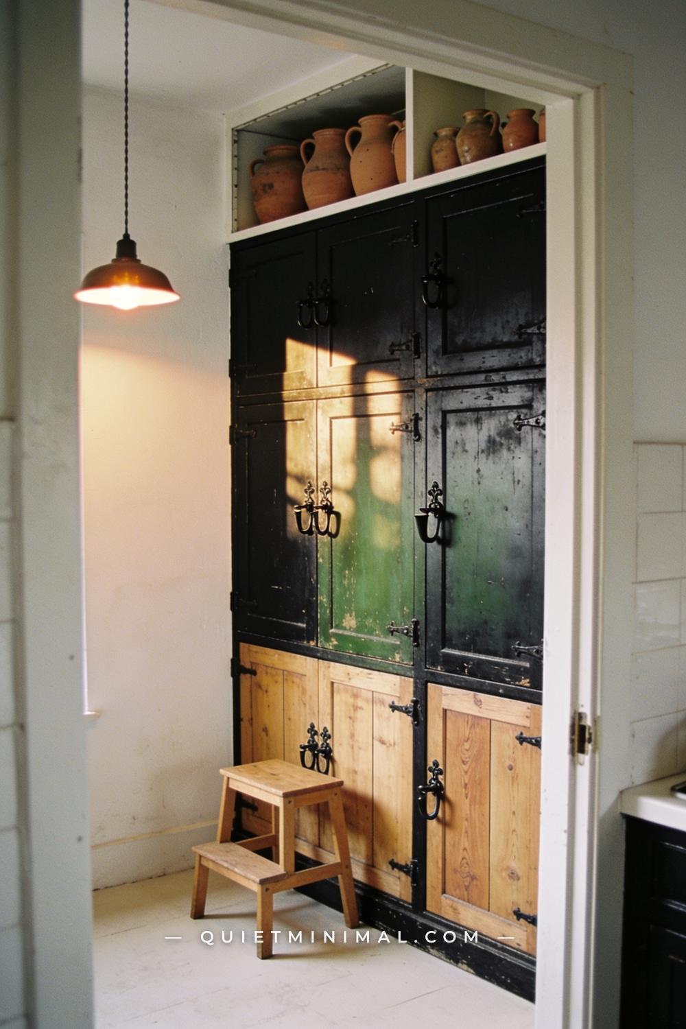 A wide establishing shot of a kitchen from a doorway vantage