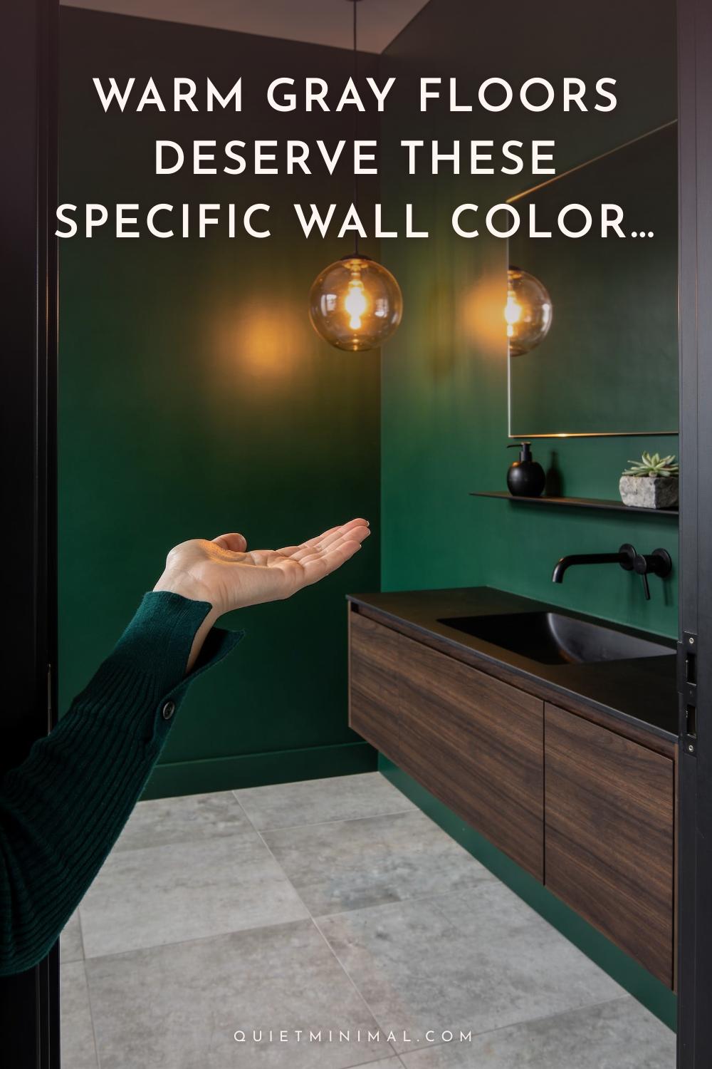 Warm Gray Floors Deserve These Specific Wall Colors in a Bathroom