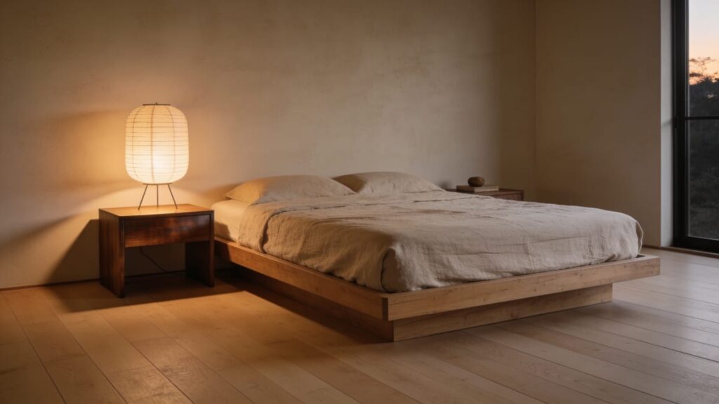 Japandi bedroom at dusk — 12 rules that make a room feel calm